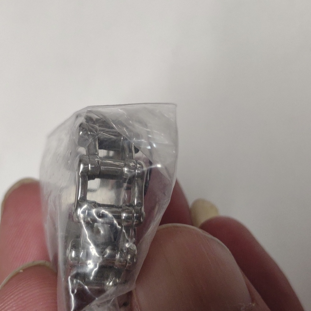Bicycle chain men's ring size 13 silver tone
